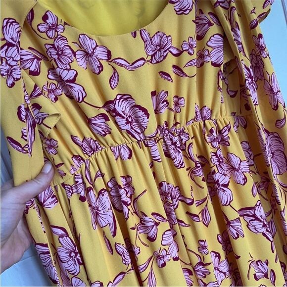 Sachin & Babi Yellow Flutter Sleeve Floral Print Maxi Dress Size 8 - Picture 9 of 10
